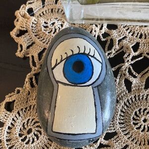 Eye through Keyhole Natural Rock Art  Hand painted